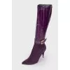 Purple pointed toecap boots
