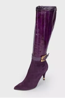 Purple pointed toecap boots