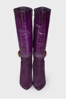 Purple pointed toecap boots