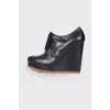 Leather wedge ankle boots