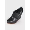 Leather wedge ankle boots
