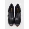 Leather wedge ankle boots