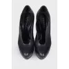 Leather wedge shoes
