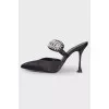 Stiletto mules with rhinestones