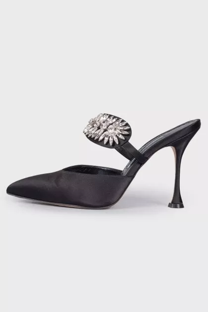 Stiletto mules with rhinestones