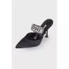 Stiletto mules with rhinestones