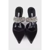 Stiletto mules with rhinestones