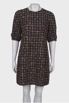 Checked tweed dress