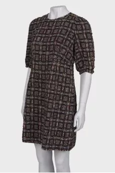 Checked tweed dress