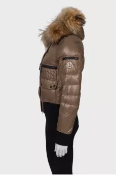 Brown jacket with fur hood