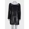 Dress embroidered with sequins, straight fit