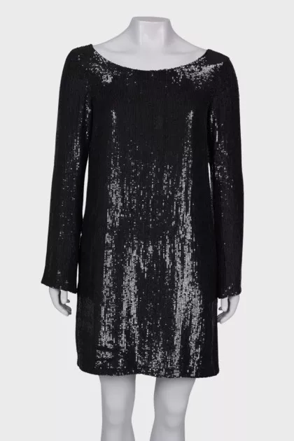 Dress embroidered with sequins, straight fit