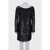 Dress embroidered with sequins, straight fit