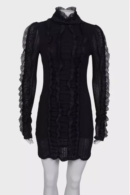 Black dress with lace ruffles