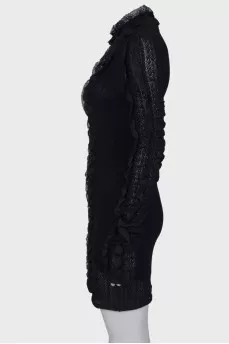 Black dress with lace ruffles