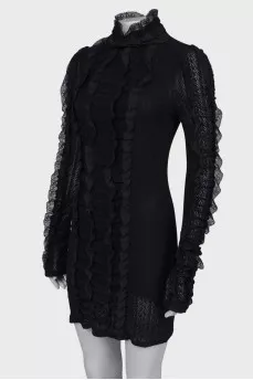 Black dress with lace ruffles