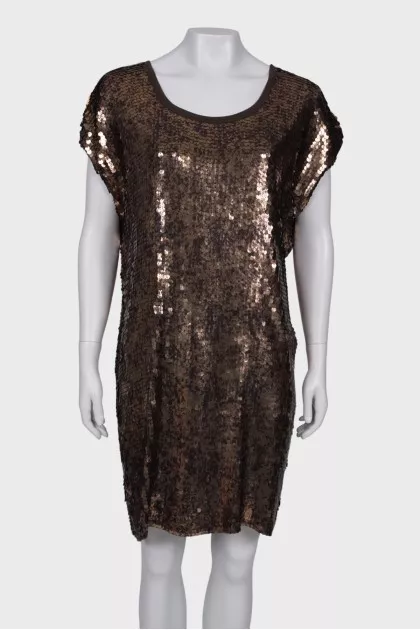Dress with golden sequins