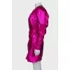 Pink metallic dress with lantern sleeve