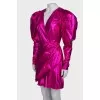 Pink metallic dress with lantern sleeve