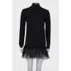 Wool dress with lace hem