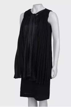 Slip dress with pleated fabric, with tag