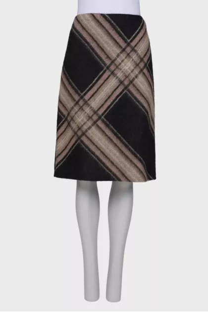 Checked wool skirt