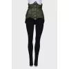 Green lacquered corset with press-studs