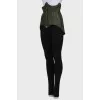 Green lacquered corset with press-studs