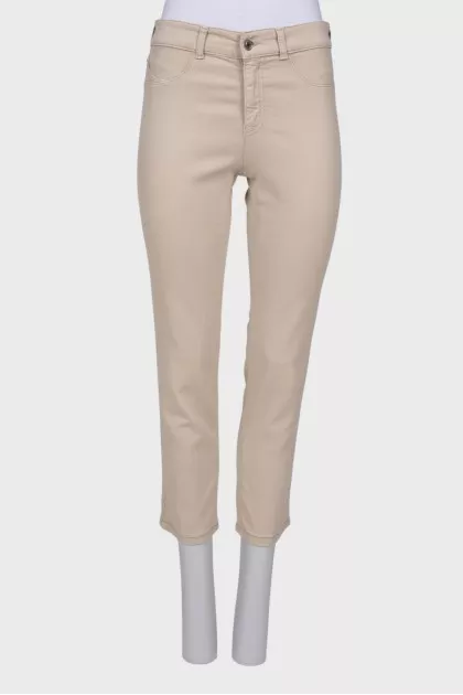 Light beige straight leg trousers