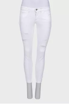 Ripped effect white jeans