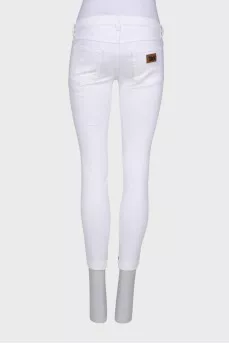 Ripped effect white jeans