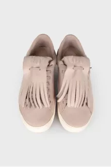 Fringed suede sneakers