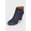 Heeled denim ankle boots