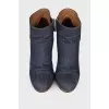 Heeled denim ankle boots