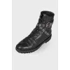 Eyelet leather boots
