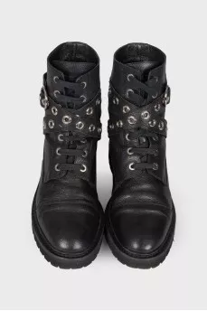Eyelet leather boots
