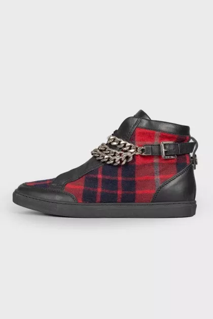 Checked sneakers with insulation