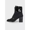 Tweed heeled boots