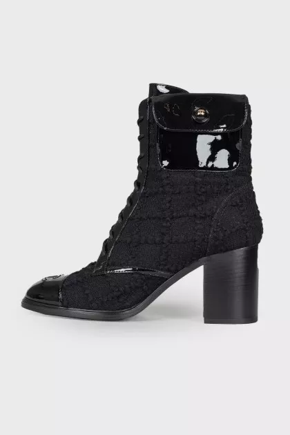Tweed heeled boots