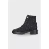 Tweed black boots