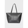 Leather bag with brand logo