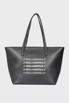 Leather bag with brand logo