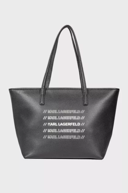 Leather bag with brand logo