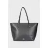 Leather bag with brand logo