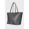 Leather bag with brand logo