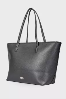 Leather bag with brand logo