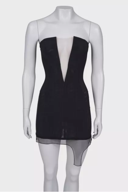 Corset dress with translucent insert