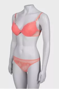 Coral lace lingerie with tag
