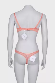 Coral lace lingerie with tag