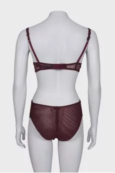 Purple lace lingerie with roses, with tag